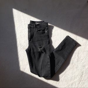 GAP high rise skinny dark grey distress jean